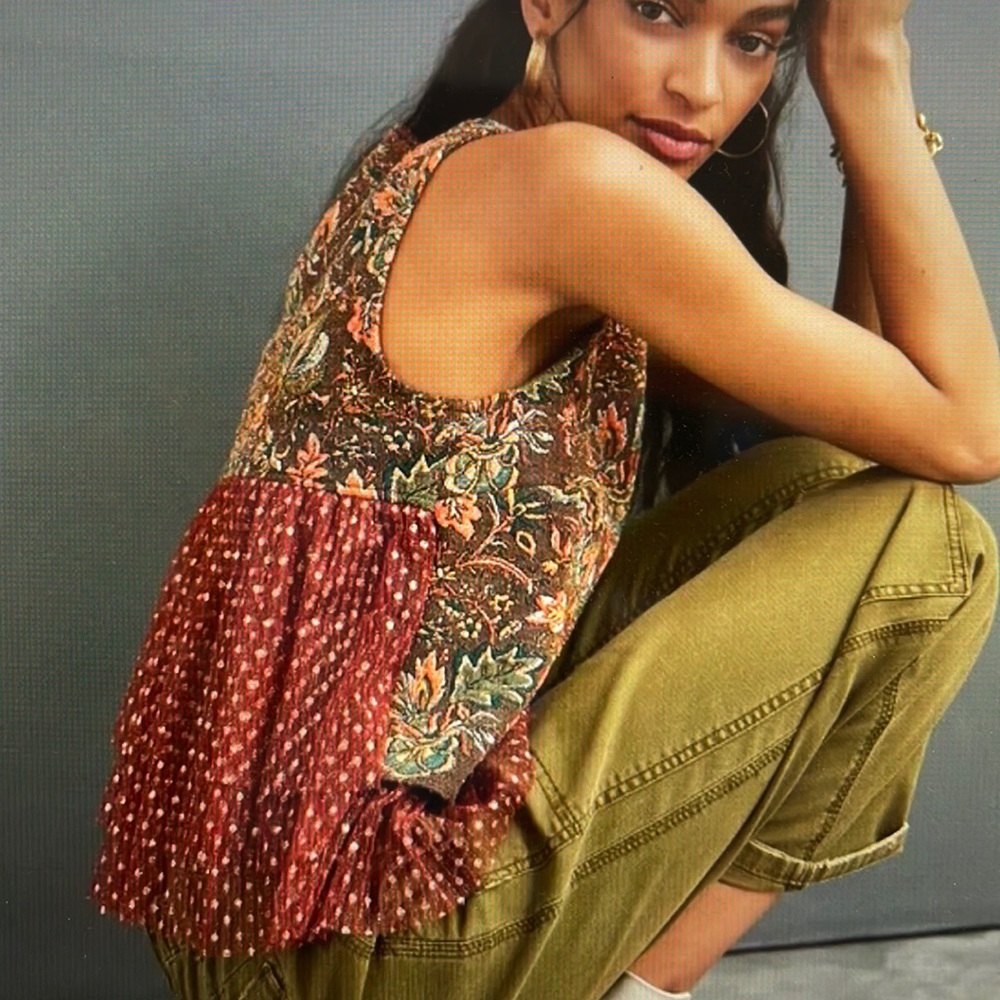 Anthropologie Eva Franco Jacquard Sleeveless Top Size Small NWT